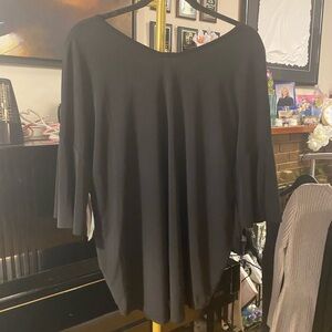 Sympli Black Wide Sleeve Flutter Top